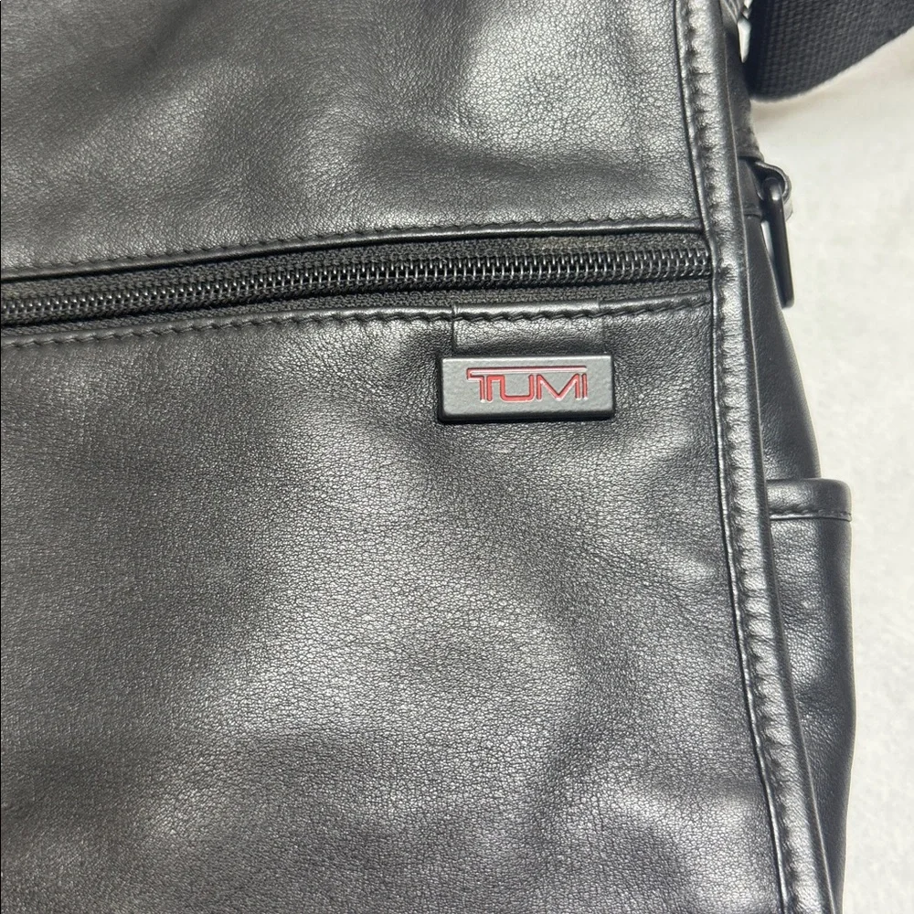 Tumi Black Leather Messenger Bag